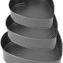 3 Springform Heart Cake Tins Heavy Duty, Double Layer Non-Stick Coating, Removable Base, Heavy Duty Carbon Steel, Perfect for Frozen Desserts - Oven Safe Bakeware (8/9/10 Inch)