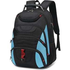 Boavan Laptop Backpack for men, 17.3 inch Laptop Bag with USB Port, Waterproof Travel Work Backpack Purse, Anti-Theft Teacher Nurse Doctor Casual Bookbags Office Business backpackBlack&Sky Blue