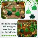 Gerrii 24 Pack St Patrick's Day Shamrock Ornaments for Tree 2.56 Inch Velvet Clover Decorations Lucky Green Irish Trefoil Hanging Bauble for Saint Patricks Day Table Shelf Decor