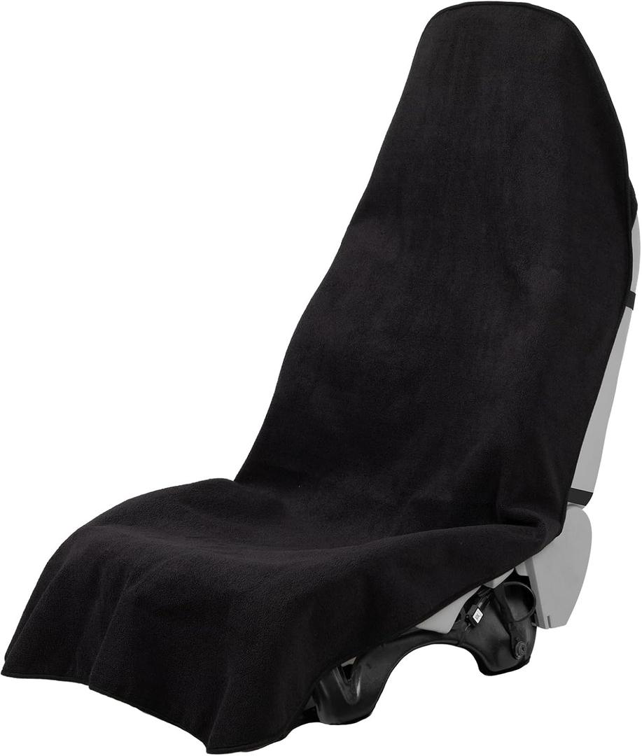 Prpeko Terry Cloth seat Cover Universal Waterproof Car Sport Towel Seat Cushion Non-Slip Sweat-Absorbent Towel Cloth Suitable for Gym Workout, Universal Fit for Car SUV Van-Black (1 Pack)