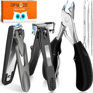 Toenail Clippers for Seniors Thick Toenails, DRMODE Heavy Duty Toe Nail Clippers for Men Thick Ingrown Nails with Wide Opening, Large 360 Degree Rotary Anti-Splash Finger Nail Clippers Adult w Catcher