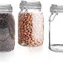 Set of 3 Glass Mason Jar with Airtight Lid 50 Ounces | Glass Storage Container for Food, Flour, Pasta, Coffee, Candy, Dog Treats, Snacks