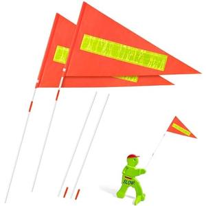 Replacement Reflective Safety Flags Large Size 2 Packs Compatible with Step2 Kid Alert Slow Down Signs for Neighborhoods Weatherproof Warning Flag Kids at Play Signs for Street