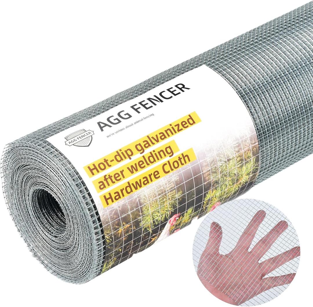 24inch x 50ft Hardware Cloth 1/4 inch Chicken Wire Fencing 23Ga, Hot Dipped Galvanized After Welding Garden Plant Supports Welded Metal Chicken Wire Fence, Poultry Animal Netting Cage Screen