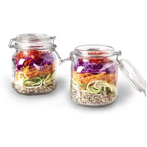 Mason Craft & More Clear Glass Clamp Jars, 1 Liter, 2 PK