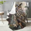 Majestic Forest Owl Throw Blanket - Soft, Plush, Comfy, Lightweight, Warm, Fuzzy, Anti-Pilling Flannel, Ideal for Couch, Bedroom, Travel, Living Room for Men and Boys 80in60in