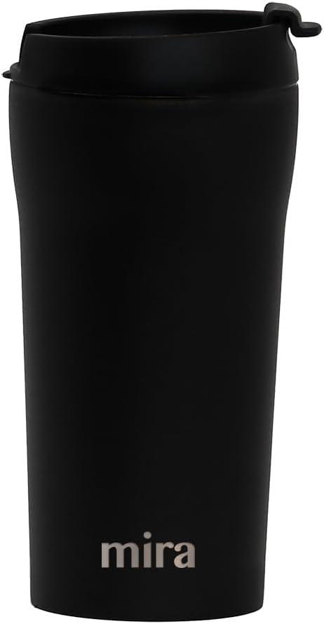 MIRA 12 oz Coffee Travel Mug - Stainless Steel Insulated Tumbler with Leak-Proof Lid - Hot & Cold Cup - Black