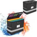 Fireproof File Box with Lock, Document Box Storage Organizer, Suitable for Hanging File Folders in Letter Size, Collapsible File Box, Reflective Strip for Fast Find (12.2"*6"*10.2 (Black, 2Pcs)