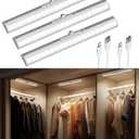 EZVALO 13-inch Motion Sensor Closet Light with Eye-Protection Design, 1800mAh Rechargeable Under Cabinet Lighting, 3 Color Temps Night Light for Pantry, Closet - 3 Pack
