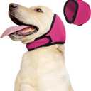 Dog Head Wrap - Quiet Ears for Anxiety, Waterproof Dog Calming Hood, No Shake Ear Cover Snoods for Thunder, Lightning, Fireworks, Vet Visits, Polyester and SBR Diving Fabric, Rose Red S (Small(Head Circle:10"-15"))