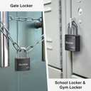Puroma 2 Pack Keyed Padlock with 3 Keys Alike, 7/8 Inch Locker Lock 40mm Heavy-Duty Locks for Gate Fence Hasp Cabinet Toolbox School Gym Locker (Black)