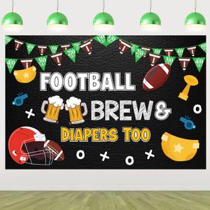 7 * 5 Football Baby Shower Backdrop Football Brew & Diapers Too Banner Rugby Touchdown Boy Backdrop Sports Match Events Baby Shower Party Background for Its a Boy Football Gender Reveal