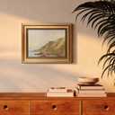 WHASAYART Gold Framed Vintage Wall Art for Living Room Canvas Coastal Wall Pictures Classic Landscape Painting Shelf Decor Natural Aesthetic Room Decoration Elegant Artwork Print for Bathroom, Bedroom (10L" x 8W")