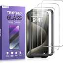 ruwa Screen Protector for iPhone 15,[6.1 Inch][3-Pack] HD Tempered Glass Film with Easy Installation Frame, Ultra Clear, Case Friendly
