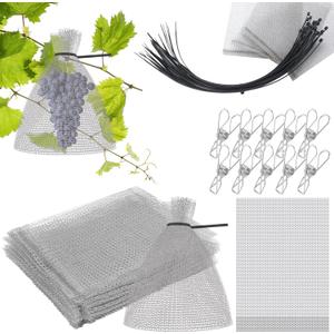 25 Pcs Fruit Protection Wire Mesh Bags 6 x 8 Inch Fruit Bags with Clips and Ties for Fruit Trees Netting Cover Bags Mesh Fruit Protectors for Vegetables Tomato Apple Mango Berry Roots Pl