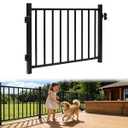 YeeJinHong 4ft W x 36in H Aluminum Deck Gate Kit, Cuttable Outdoor Gate with Closing Hinge & Latch, AAMA2604 Sand-Texture Black Powder-Coat Finish for Patio, Porch, Railing, Garden, Yard
