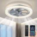 15.7" Ceiling Fans with Lights and Remote, Flush Mount Ceiling Fan, 3 Color 3000K-6000K Dimmable 2 in 1 LED Fan Light, 6 Speeds & Timer, Low Profile Modern Ceiling Fans for Bedroom, Living Room