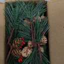 Geefuun 24Pieces Christmas Artificial Pine Needle/Pick Decorations 1 Pack Jute Twine Rope - Xmas Party Gift Wrapping Decor Wreaths Arrangement Tree Ornaments Wedding Supplies