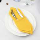 Solid Color Cotton Blended Dinner Cloth Napkins - Set of 12 (17 x 17 inches) - for Events & Home Use (Yellow)