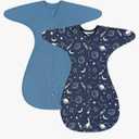 ZIGJOY Baby Transitional Swaddles for Newborns: 0.5 Tog Arms Up Sleep Sack 3-6 Months Soft Cotton Shark Fin 2 Way Zipper