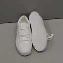 Adokoo Women's Fashion Sneakers PU Leather Casual Shoes White Tennis Low Top Shoes Womens Lace Up Sneakers (6.5)