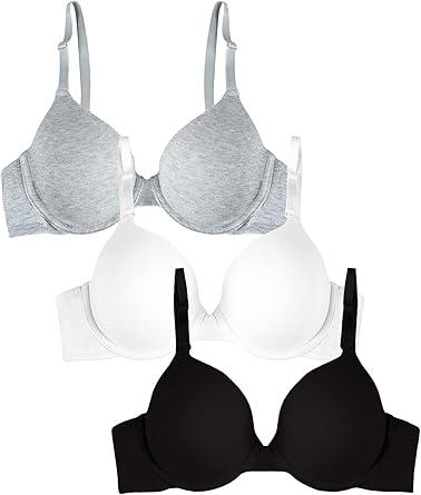 Fruit of the Loom womens T-shirt Bra T-Shirt Bra (pack of 3) Black/White/Grey Heather  38D