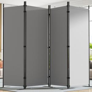 Room Divider 6FT Tall Folding Privacy Partition Screen, 88'' W Portable Wall Divider for Room Separation, Freestanding 4 Panel Room Divider Panel Privacy Screen for Dorm Studio Office, Grey