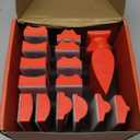 Hand Sanding Block Set of 16,Interchangeable Assorted Contoured Profile Sanding Pad Kit,Hook and Loop Abrasive Sanding Chassis for Sand Wood Furniture, Auto Paint and Crafts,Red
