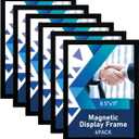 Magnetic Sign Holder - 8.511" Wall Mounted Self-Adhesive Magnetic Paper Holder,Transparent Wall Display Frame with Black Edge,Suitable for Office, Store, Mall, Home (Black, 8.5x11-6 Pack)