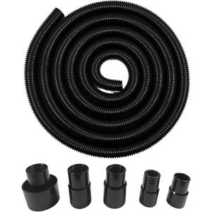 Shop Vacuum Dust Collection Hose Kit, 12 Ft Dust Collection Hose Kit with 5 Vac hose Fittings/Attachments for Multiple Types/Brands of Woodworking Power Tools Home and Wet/Dry Shop Vacuums