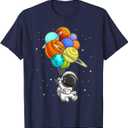Astronaut Holding Planet Balloons Solar-System Space Kids T-Shirt (Blue) 4T