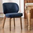 YOUNIKE Dining Chair with Back Single Mid Century Modern Kitchen Chair Boucle Fabric Upholstered Armless Chair 20" Wide Padded Seat with Wooden Legs for Kitchen Dining Living Room Bedroom Navy Blue