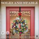 Cast Iron Wreath Hanger for Front Door, Red Star Adjustable Over The Door Hook Wreath Stand, Heavy Duty Door Wreath Hanger and Garland Holder for Fall and Christmas Decorations