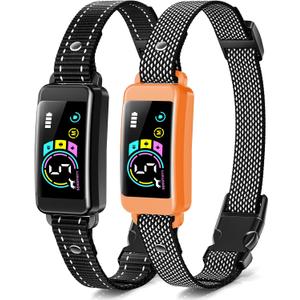 Bark Collar, 2 Pack Smart Dog Bark Collar for Large Medium Small Dogs, Anti Barking Device for Dogs Training Collar with Beep Vibration Harmless Shock, 5 Adjustable Sensitivity (Orange)