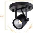 CLOUDY BAY LED Flush Mount Ceiling Spot Light,CRI90+ 8W 600lm 3000K Warm White Dimmable,Adjustable Tilt Angle Ceiling Light Fixture,Black