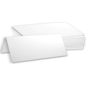 Hamilco White Cardstock Paper for Long Tent Place Cards 3.5" x 11", 80 lb Cover, Blank Folded Name & Table Cards, Events & Banquets, 100 Pack