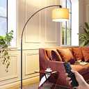 EDISHINE 78.3″ Modern Arc Floor Lamp with Remote, Tall Black Standing Lamp with Stepless Dimmable Bulb & 5 Color Temperature, Curved Mid Century Floor Lamps for Living Room, Bedroom, Nursey