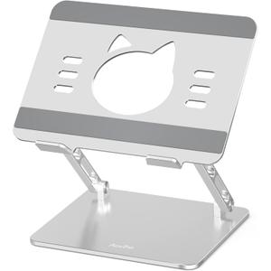 Laptop Stand for Desk  Portable Adjustable Laptop Riser & Holder, Foldable Computer Stand Compatible with MacBook Air Pro, Dell, HP, Lenovo (10"-17.3"), Featuring Cat Panel Design, Silver