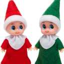 JOYIN Christmas 2PCS Tiny Elf Doll Christmas with 1 Red and 1 Green Elf Doll, Holiday Decoration Accessories Tiny Gift for Girls Boys Kids Adults