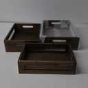 Wooden Nesting Countertop Baskets Set of 3 for Kitchen, Bathroom, Pantry|Wooden storage organizer For Fruit, Vegetables, Produce, Bread|Wooden Crate with handles|Decorative Rustic Wood and Metal Wire