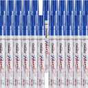 Overseas Blue Paint Pens Permanent Markers 24 Pcs, Oil Based Paint Markers Set, Quick Drying, Waterproof, Medium Tip Marker Pens for Metal, Rock, Wood, Plastic, Canvas, Glass, Stone, Rubber, Paper