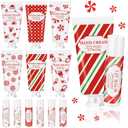 Leelosp 12 Pcs 6 Sets Christmas Hand Cream and Lip Balm Gift Set Bulk Mini Travel Size Lotion and Lip Balm with Peppermint Candy Theme Xmas Stocking Stuffers Thank You Gift for Women Staff Coworker