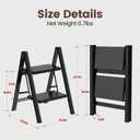 HBTower Step Ladder,Lightweight Aluminum Folding Step Stool with Anti-Slip Wide Pedal,330lbs Capacity Step Ladder for Household,Kitchen,Office - Black
