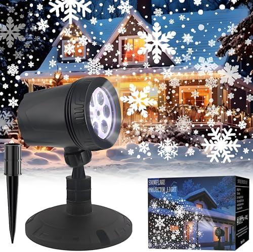 ‎LILNIAGY Christmas Decorations Outdoor Christmas Projector Lights Snowflake Projector, IP65 Waterproof & Adjustable Christmas Lights for Outdoor Christmas Decorations Home Party Garden Xmas Decor