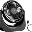 Small USB Desk Fan  5-Speed Mini Table Fan with Adjustable Tilt, Ultra Quiet, USB Powered, Portable Cooling Fan for Home, Desktop, Bedroom, Bed, Office, Travel, and Camping (Black)