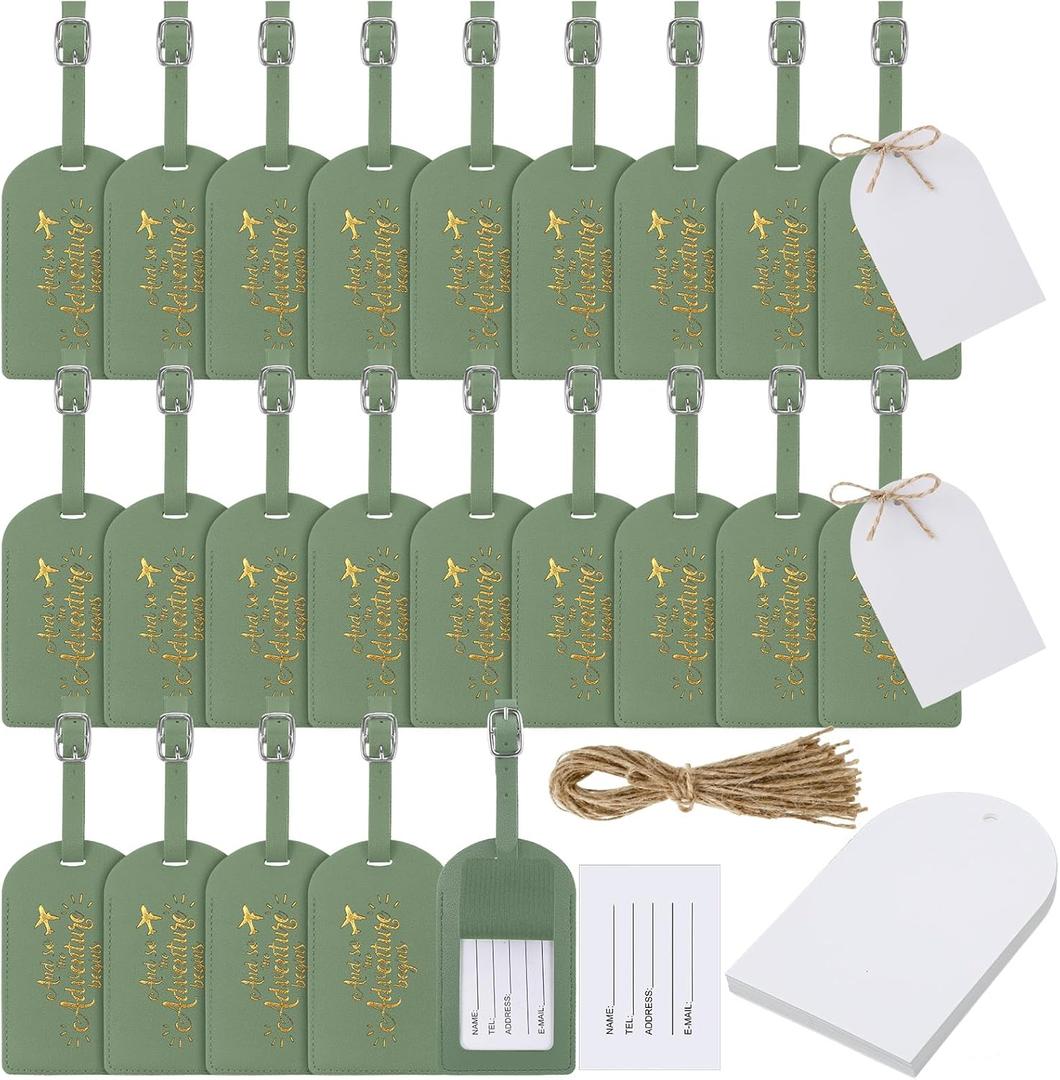 Amylove Bulk Luggage Tags Wedding Favors Adventure Begins Luggage Tags for Guests Travel Tag for Suitcase Bridal Gift 24 Pack (Olive Green) Amylove Bulk Luggage Tags Wedding Favors Adventure Begins Luggage Tags for Guests Travel Tag for Suitcase Bridal Gift 24 Pack (Olive Green)