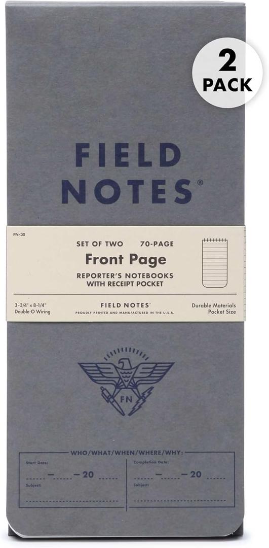 Field Notes - Front Page 2-Pack of Reporter's Notebooks - 3.75" x 8"
