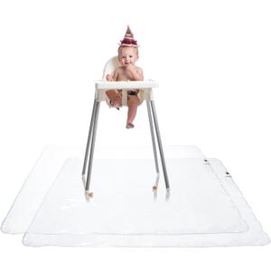 Graco Under High Chair Mat - Waterproof & Washable Plastic Food/Spill Catcher - 50" Eating, Painting & Art Floor Cover, Clear (Pack of 2)