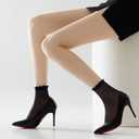 Mcool Mary 12 Pairs Women's Sheer Ruffled Socks Frilly Ankle High Nude Nylon Stocking Ultra Thin Cool Silk Socks for Women (5-9, Black*3+nude*3+grey*3+white*3)