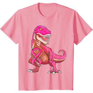 Pink Ribbon T-Rex Breast Cancer Awareness for Boys Kids T-Shirt, 4T
